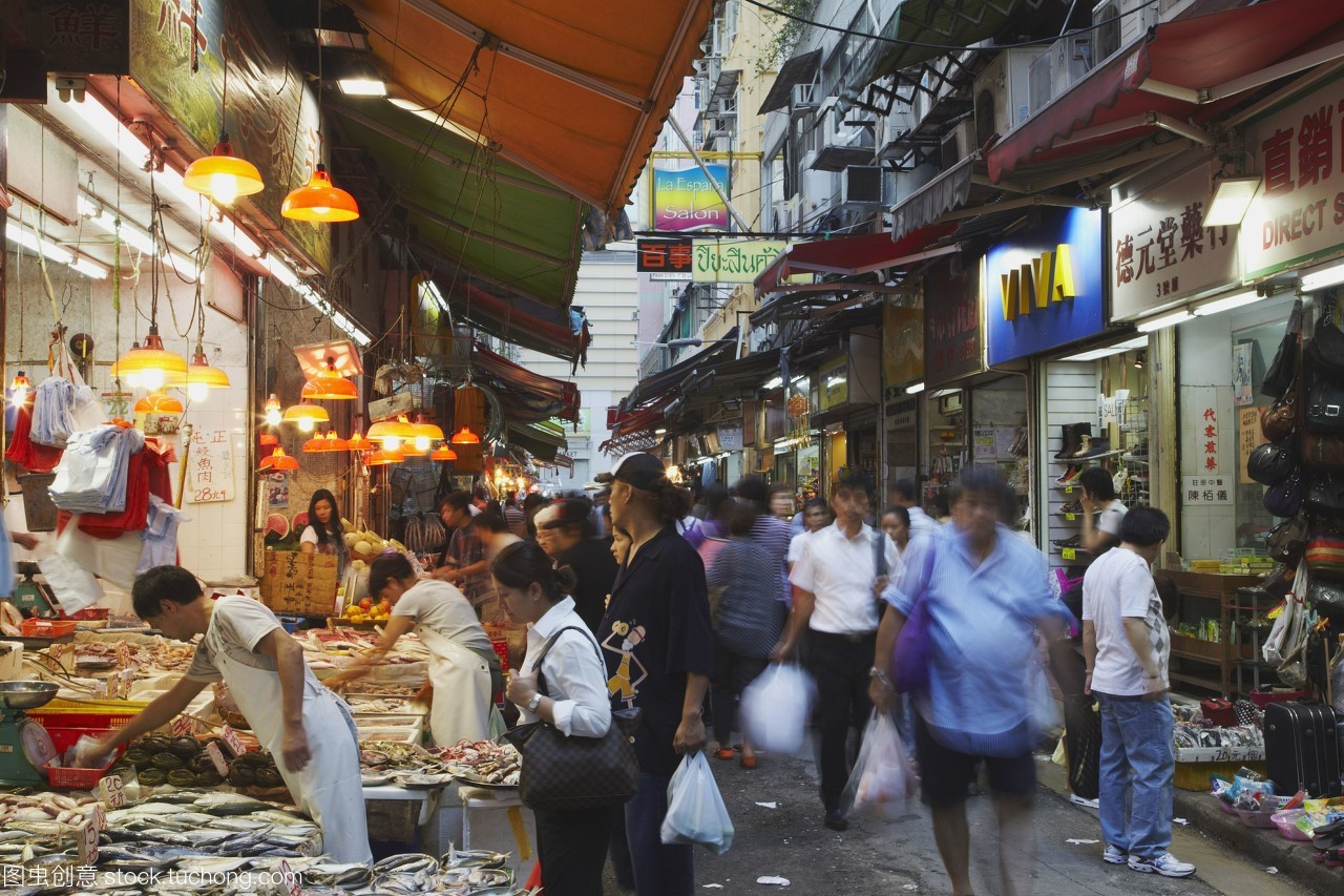 人群在菜市場(chǎng)灣仔香港,中國(guó),亞洲